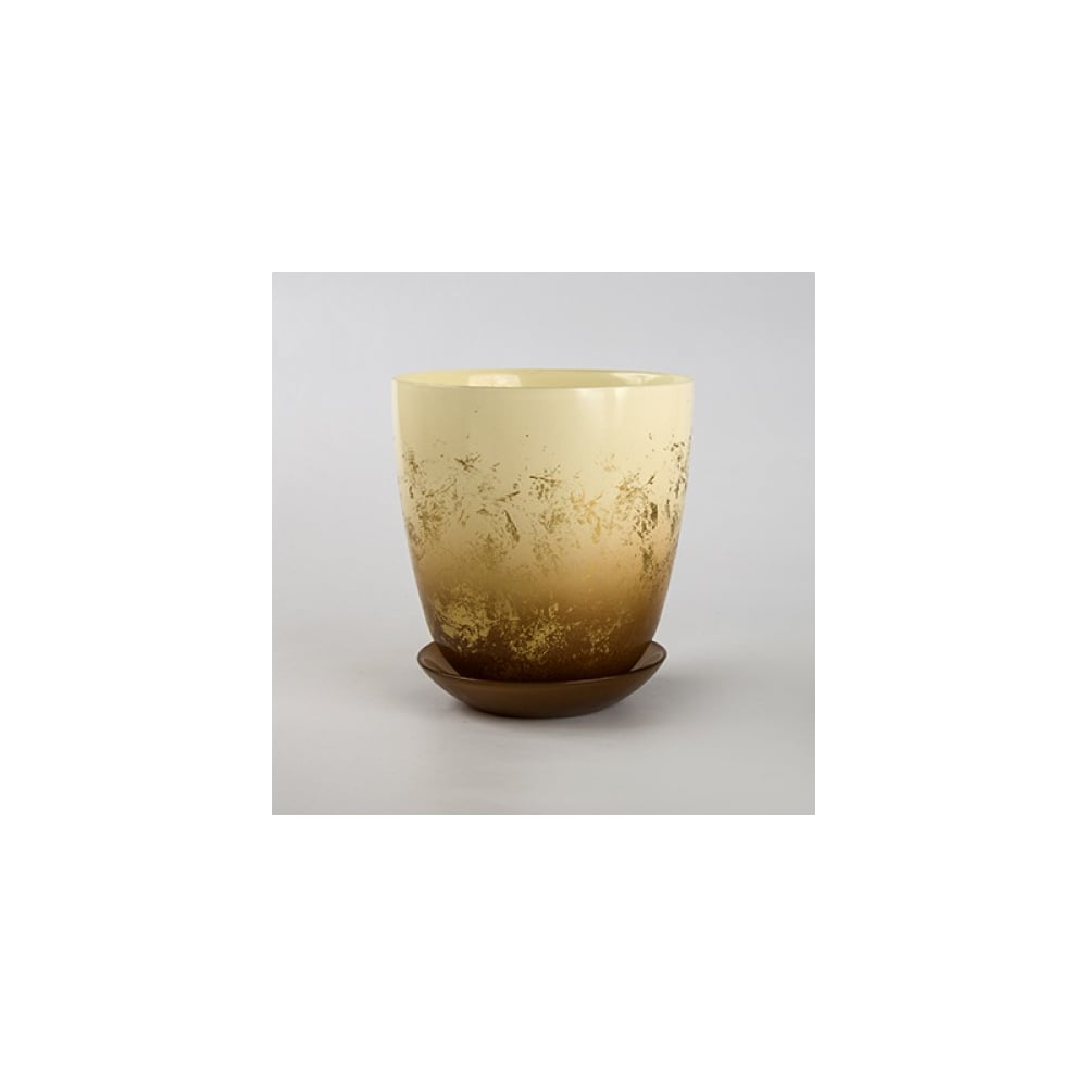 Изображение товара Горшок с поддоном ЭЛЕТЕХ 93-026 №3 крш.крем.опак.1015 кор.структ.4725С зол.металлик