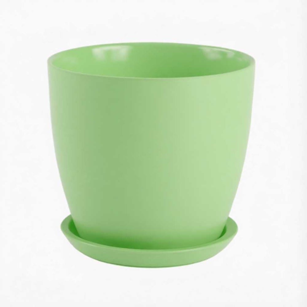 Изображение товара Горшок с поддоном ЭЛЕТЕХ Джина 4 прозрачный салатовый для растений