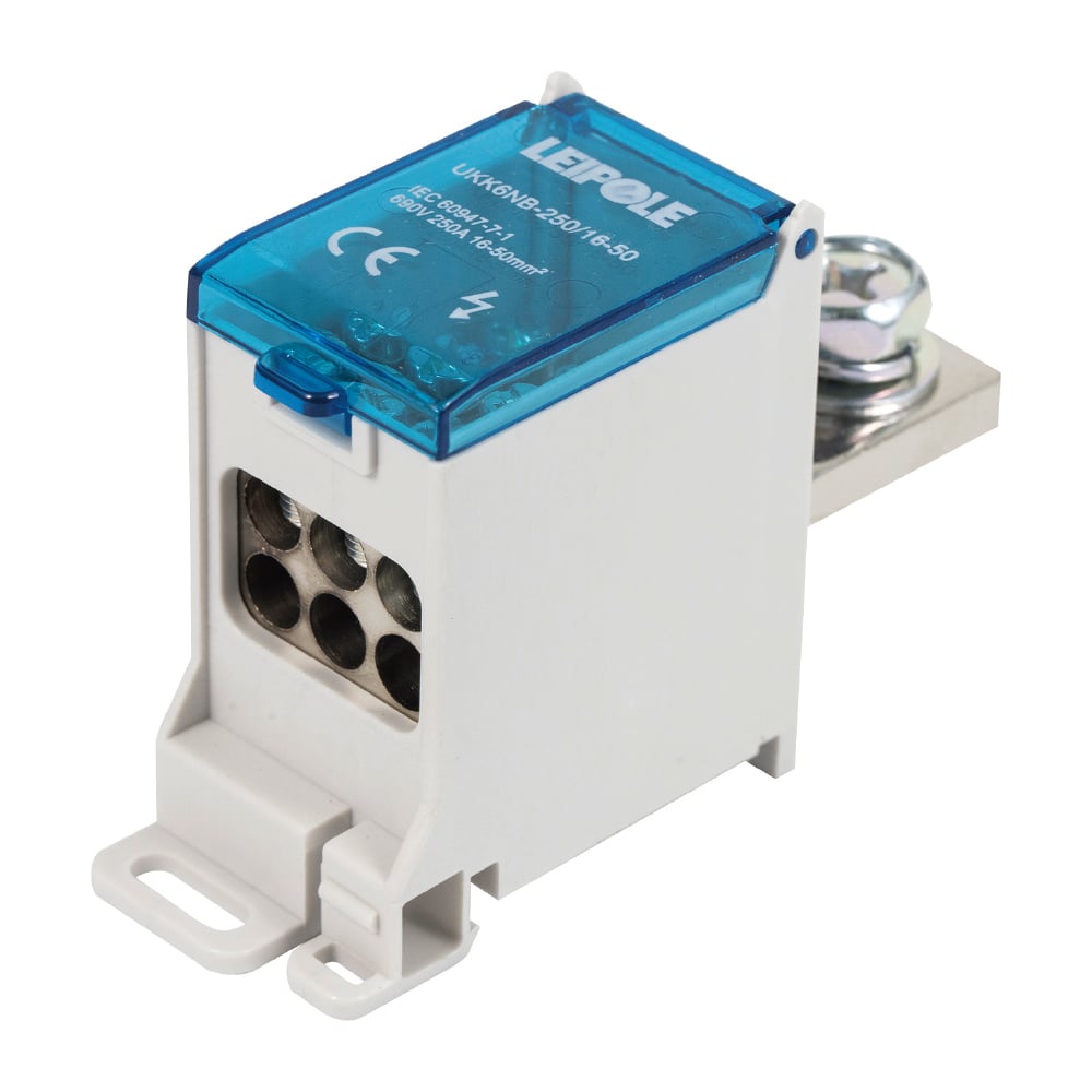 Изображение товара Распределительный блок Leipole 250А 690В на DIN-рейку UKK6NB-250/16-50/6x16