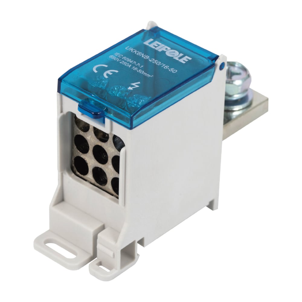 Изображение товара Распределительный блок Leipole 250А 690В на DIN-рейку UKK6NB-250/16-50/9x16