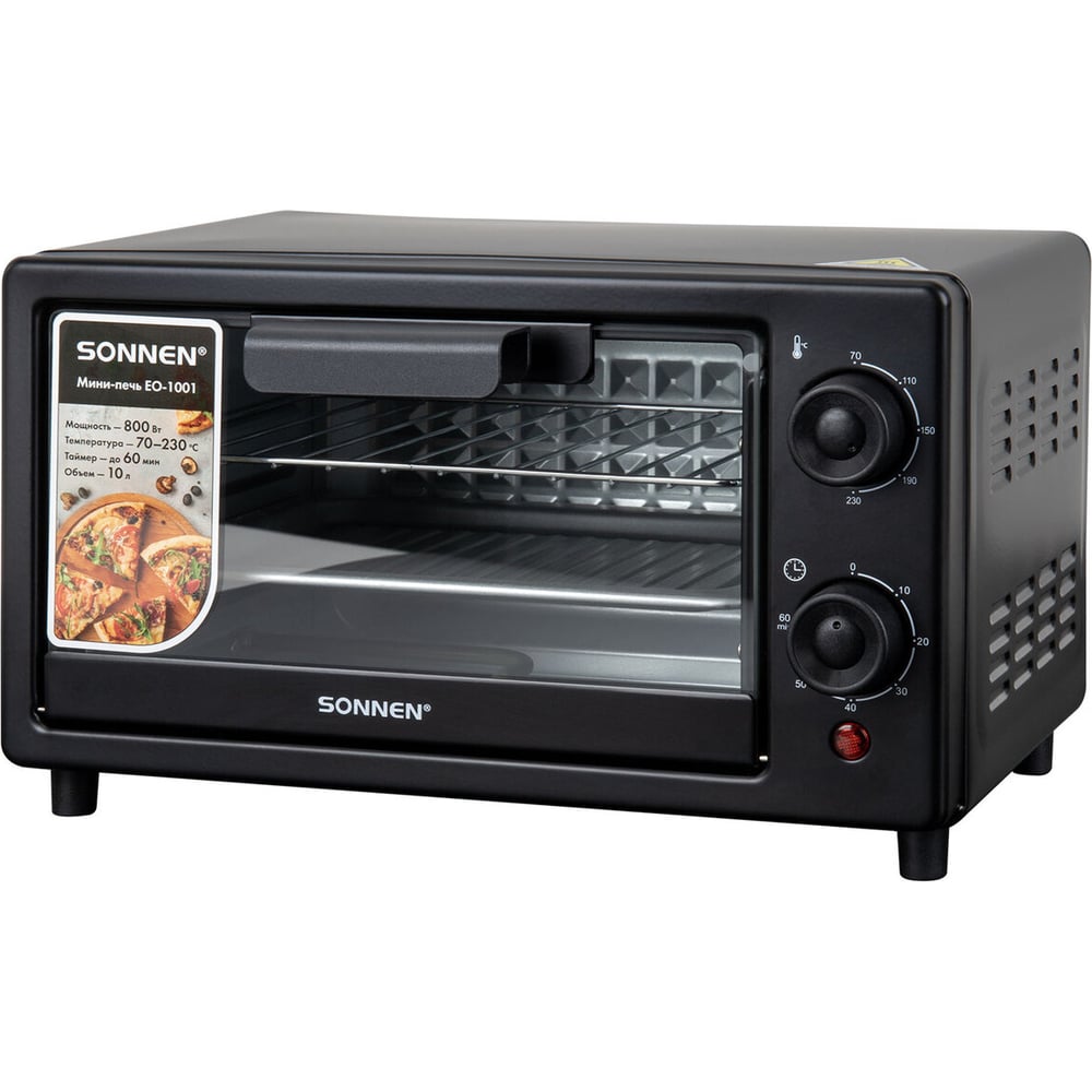 Изображение товара Мини-печь SONNEN EO-1001 800 Вт 10 л таймер до 230°C компактная