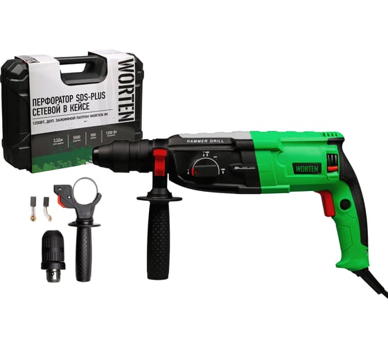 Изображение товара Перфоратор SDS-plus сетевой в кейсе с зажимным патроном 1250Вт WORTEN КА-90000716