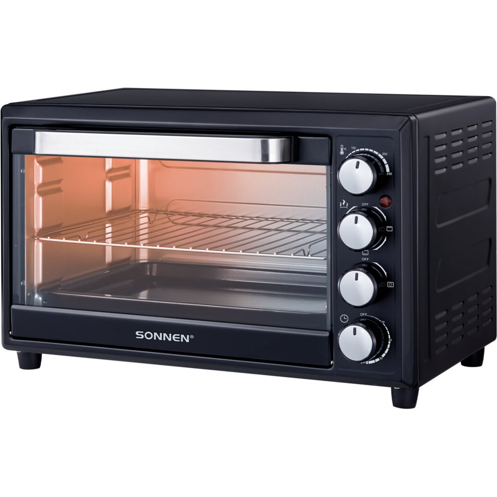 Изображение товара Мини-печь электрическая SONNEN EO-HL33, 1800 Вт, 33 л, 3 режима нагрева, таймер, черная 458305