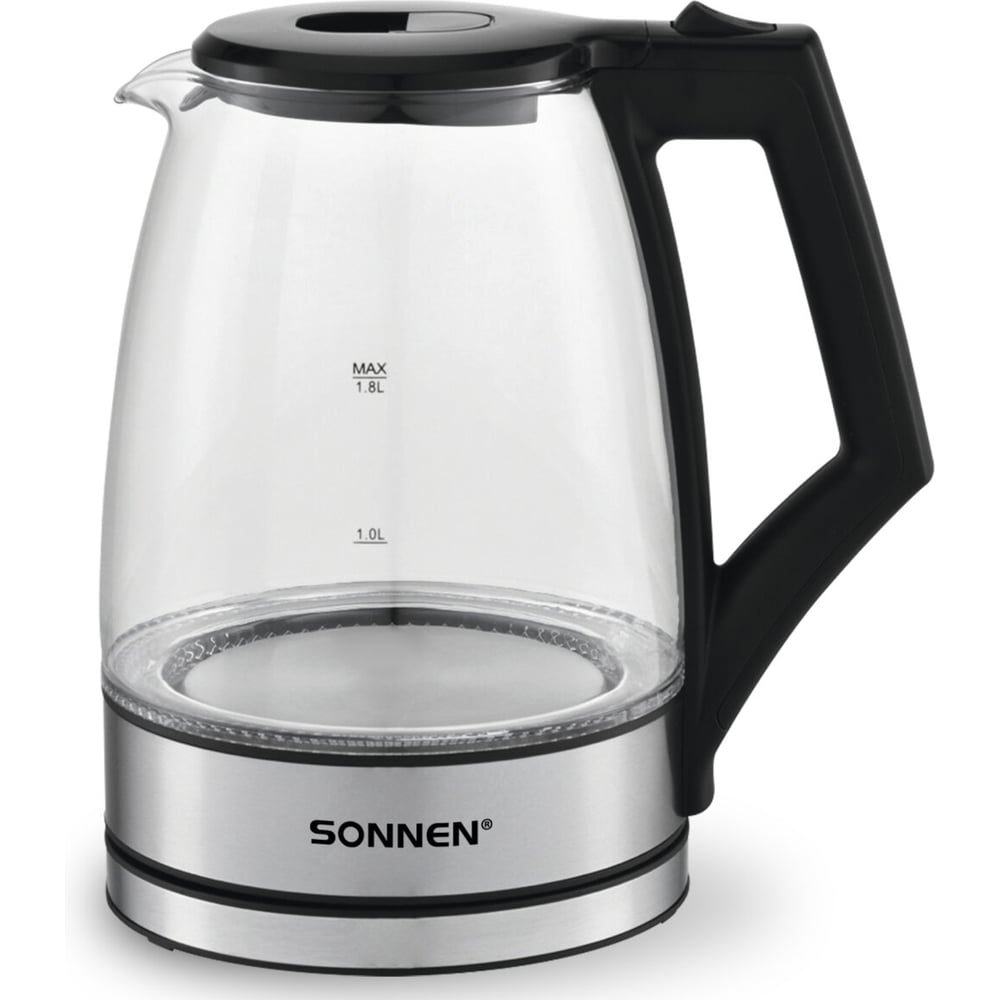 Изображение товара Электрический чайник SONNEN KT-1807 1.8л 2200 Вт стекло нержавеющая сталь