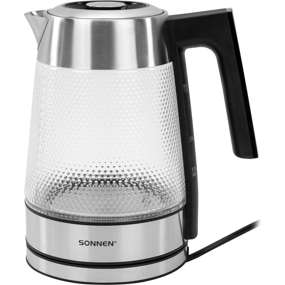 Изображение товара Электрический чайник SONNEN KT-1809D с терморегулятором 1.8л стекло 2200 Вт