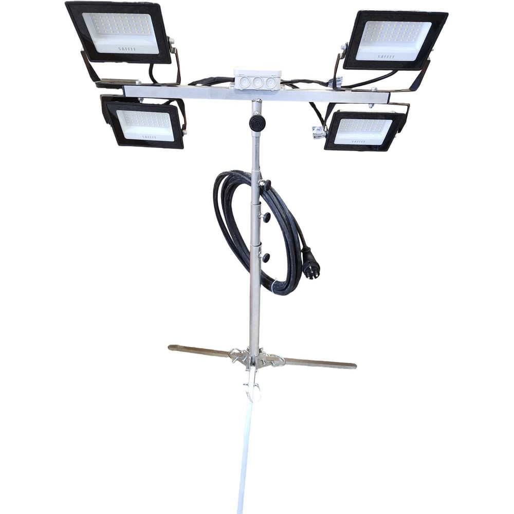 Изображение товара Уличный светодиодный прожектор 4x100 Вт на штативе REXPO, IP65, холодный белый