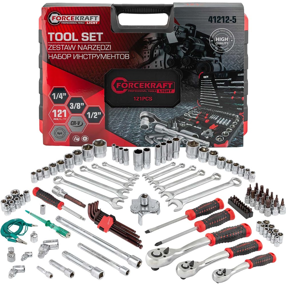 Изображение товара Набор инструментов Forcekraft 121 предмет 1/4 3/8 1/2 6гр FK LIGHT-41212-5(63679) Изображение товара Набор инструментов Forcekraft 121 предмет 1/4 3/8 1/2 6гр FK LIGHT-41212-5(63679)