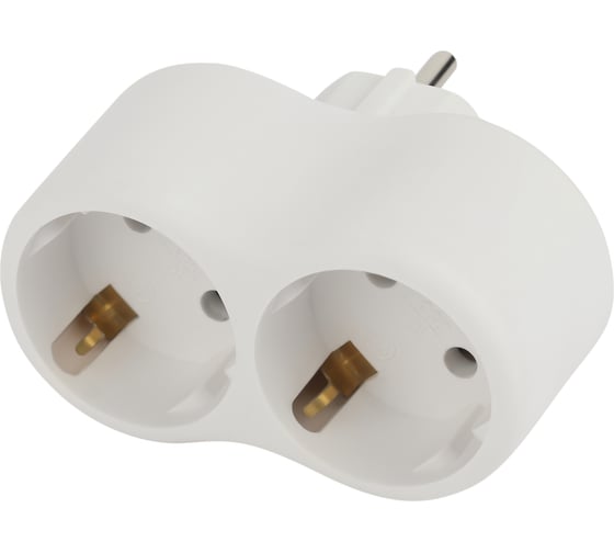 Изображение товара Электрический разветвитель ЭРА SPx-2e-W на 2 розетки с заземлением 16А белый, Б0053478