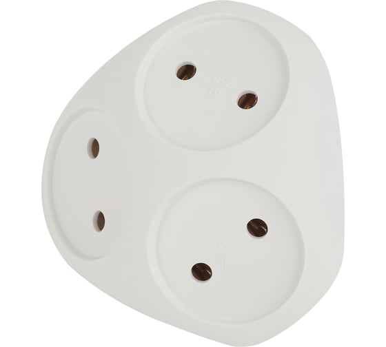 Изображение товара Электрический разветвитель ЭРА SPx-3-W на 3 розетки без заземления 10А белый, Б0053481