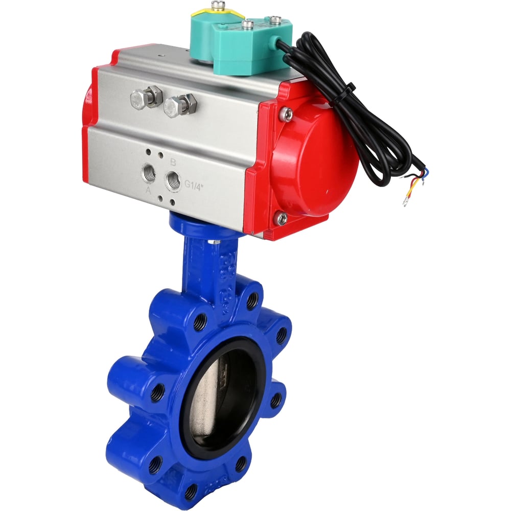 Изображение товара Затвор дисковый DN.ru QT450 Ду80 Ру16 с пневмоприводом SA-105