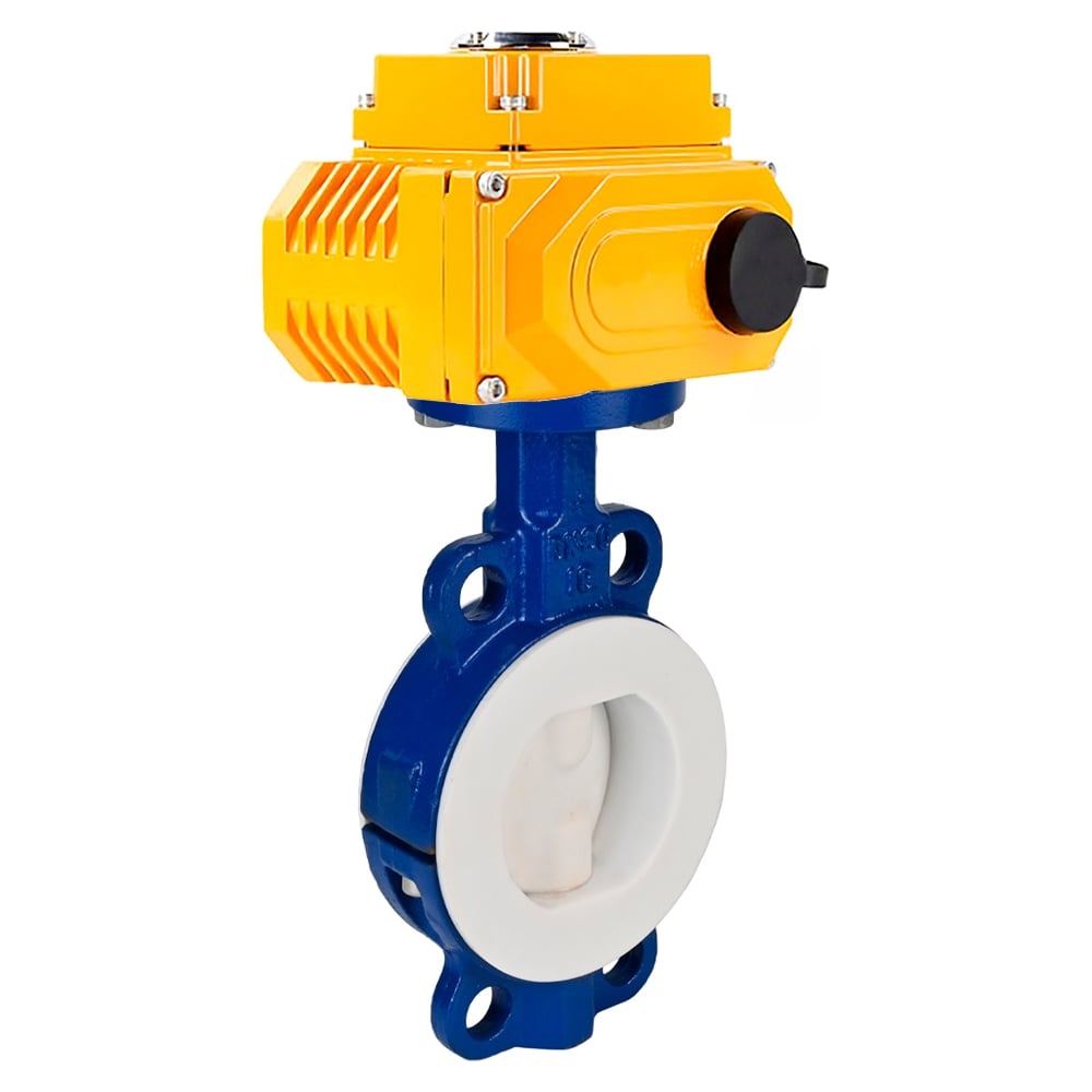 Изображение товара Дисковый затвор DN.ru WCB-WCB-PTFE-PTFE-Fb-R Ду300 Ру16 с электроприводом