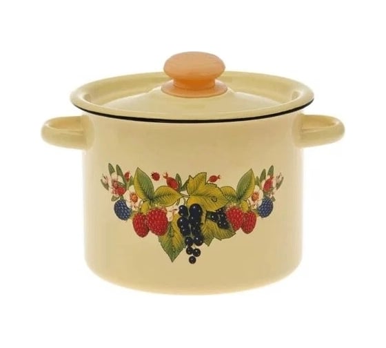 Изображение товара Эмалированная кастрюля Сибирские товары цилиндрическая, 3.5 л, декор, палевая с петлей ПС773