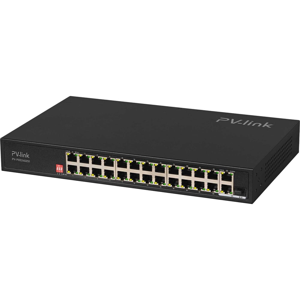 Изображение товара PoE коммутатор PV-link PV-POE24G2S1, 24xPoE, 1xUplink, 1xCombo, 250 м, Watchdog, для систем видеонаблюдения, IP-камер, Wi-Fi точек доступа  2120