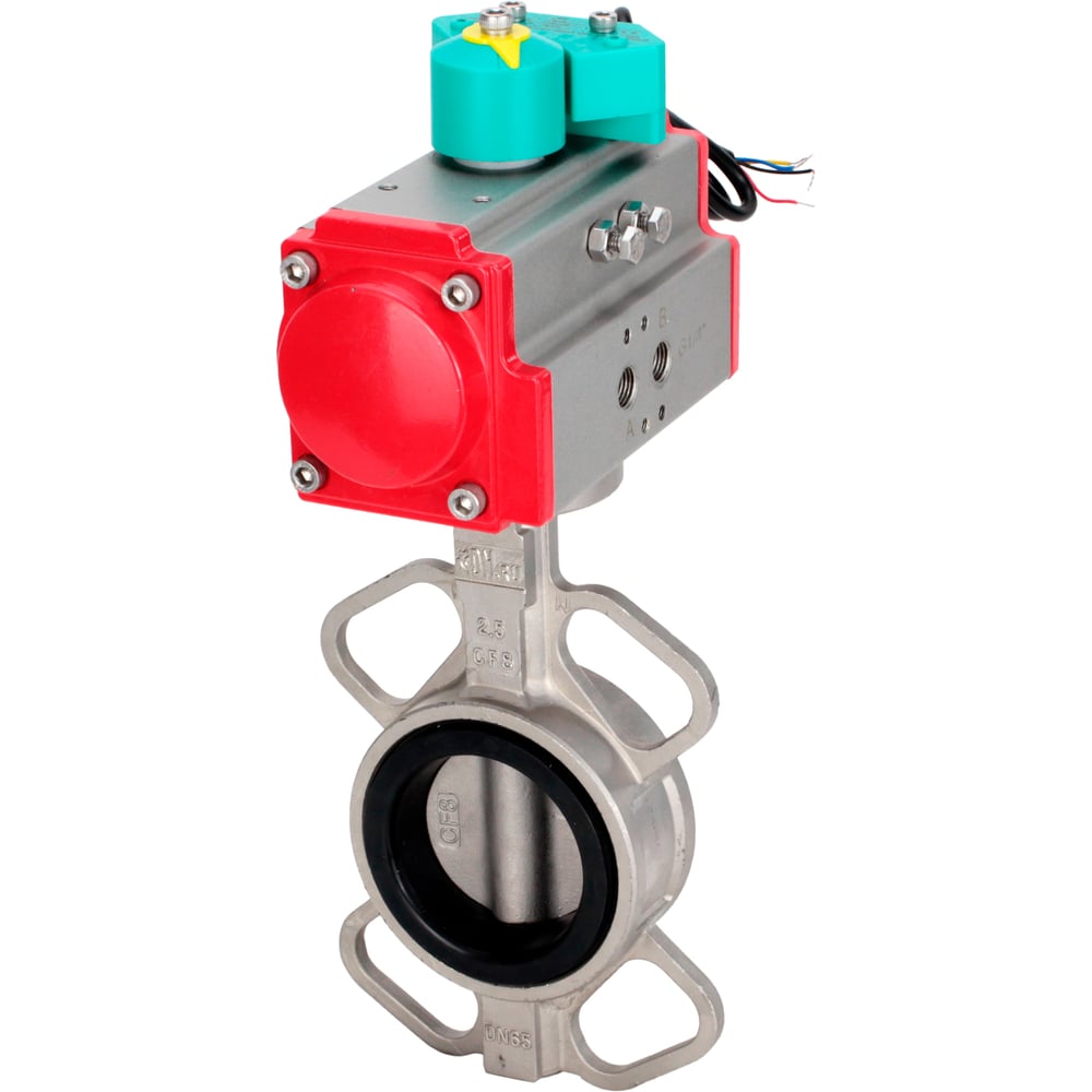 Изображение товара Затвор дисковый DN.ru 304-304-VITON-2W-Fb-H Ду80 Ру16 пневмопривод