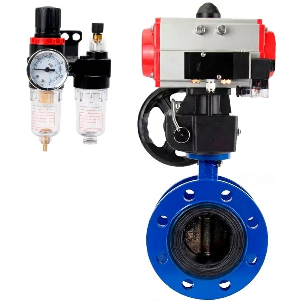 Затвор дисковый DN.ru GGG40-304-EPDM-2W-F-H Ду125 Ру16, пневмопривод DA-130, пневмораспределитель 24VDC, ручным дублером HDM-3, БПВ D050-56704