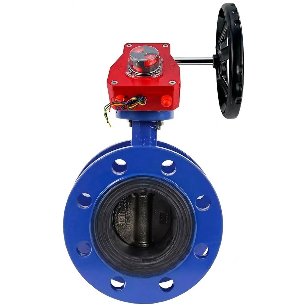 Изображение товара Затвор дисковый DN.ru GGG40-304-EPDM-2W-F-H Ду150 Ру16 фланцевый, с редуктором HGBF-2 D050-55978