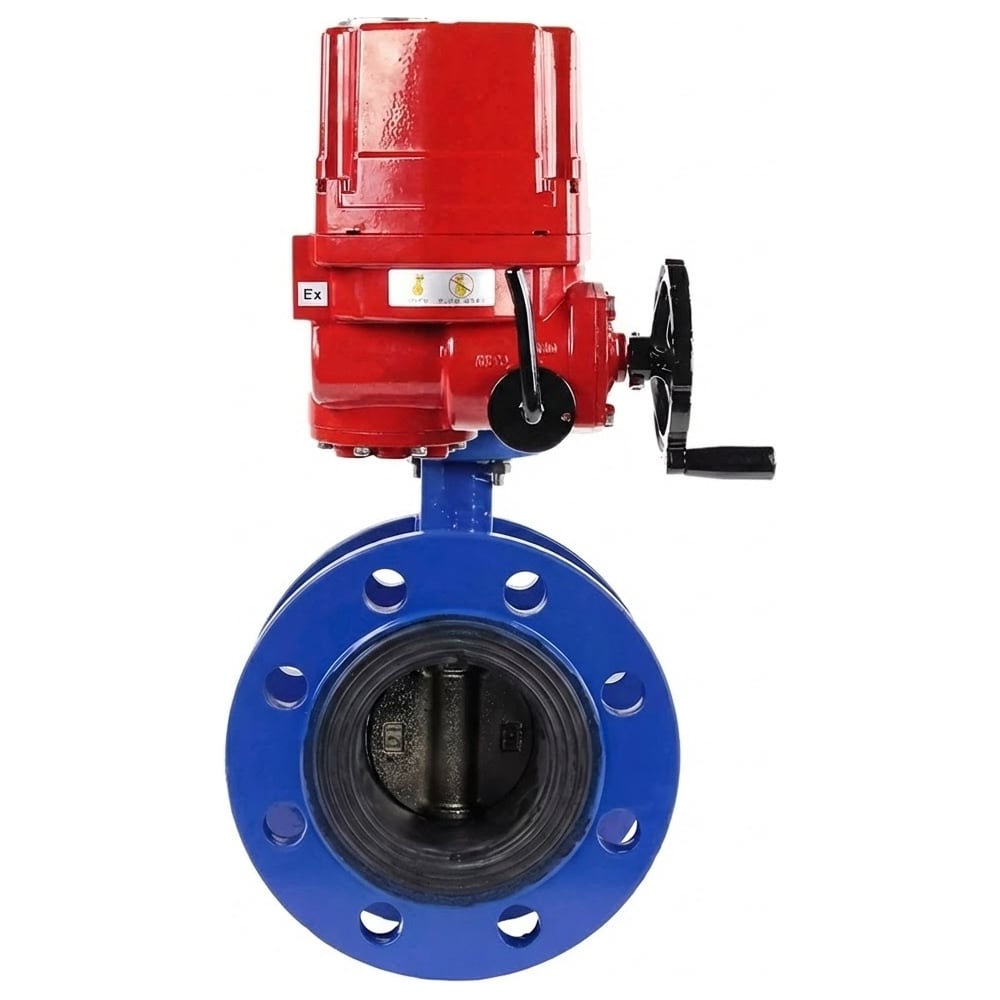 Изображение товара Затвор дисковый DN.ru GGG40-304-EPDM-2W-F-H Ду100 с электроприводом EX-015