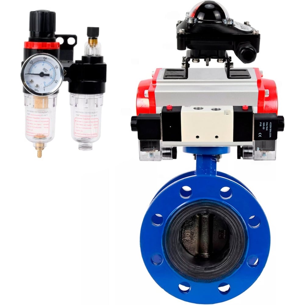 Изображение товара Затвор дисковый DN.ru GGG40 Ду125 пневмопривод DA-130 для промышленной автоматизации