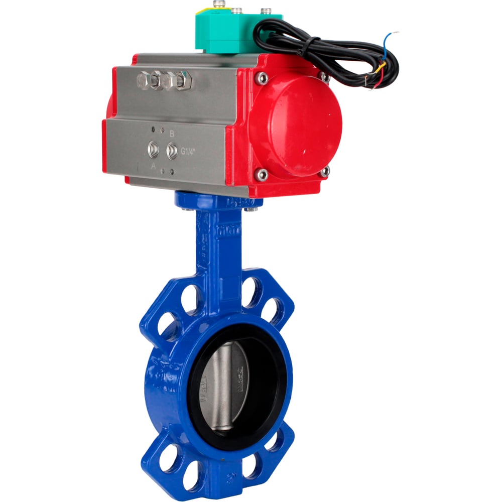 Затвор дисковый DN.ru GGG50-316L-EPDM Ду80 Ру16, пневмопривод DA-065, магнитный переключатель МППП-200 D050-86033
