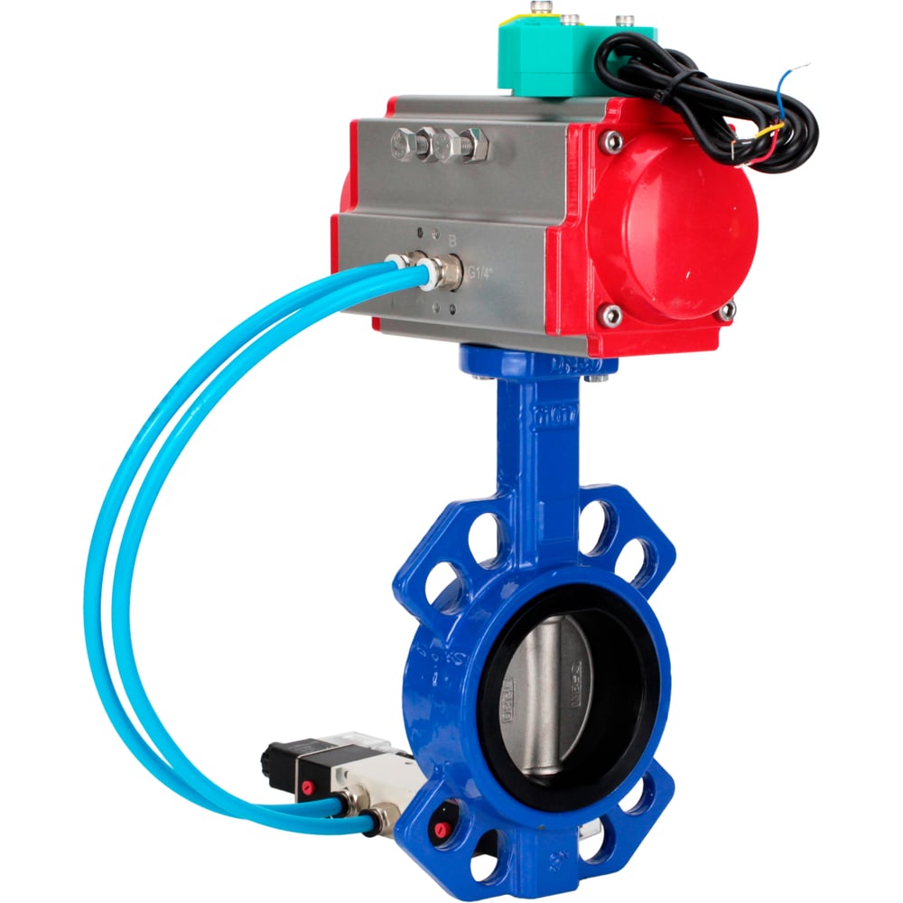 Изображение товара Затвор дисковый DN.ru GGG50-316L-EPDM Ду80 Ру16 с пневмоприводом