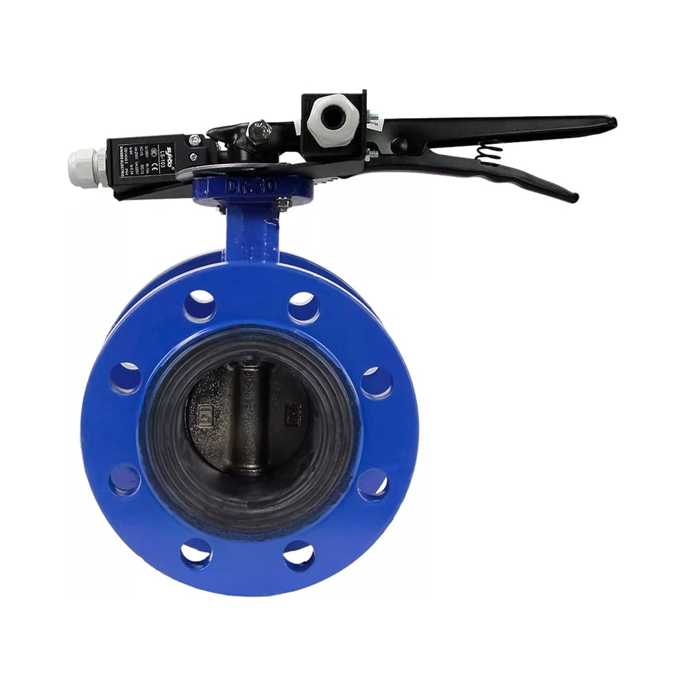 Затвор дисковый DN.ru GGG40-304-EPDM-2W-F-H Ду80 Ру16 фланцевый, с рукояткой и двумя концевыми датчиками LS-103-41NM2-250 D050-55993