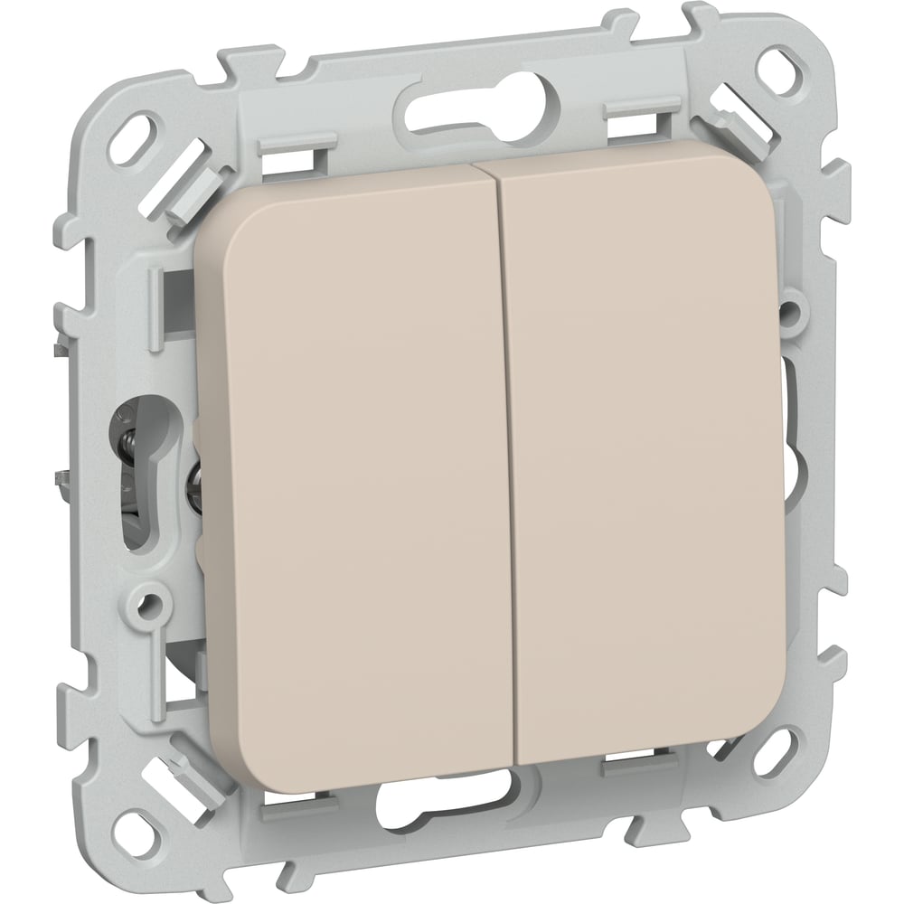 Изображение товара Выключатель 2-клавишный проходной IEK FLITE 10А льняной