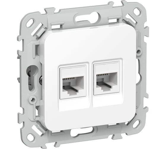 Изображение товара Розетка 2-я компьютерная IEK FLITE RJ45 кат.5Е UTP РК5е-2-0-ФлБ белый FI-K22-1-K01