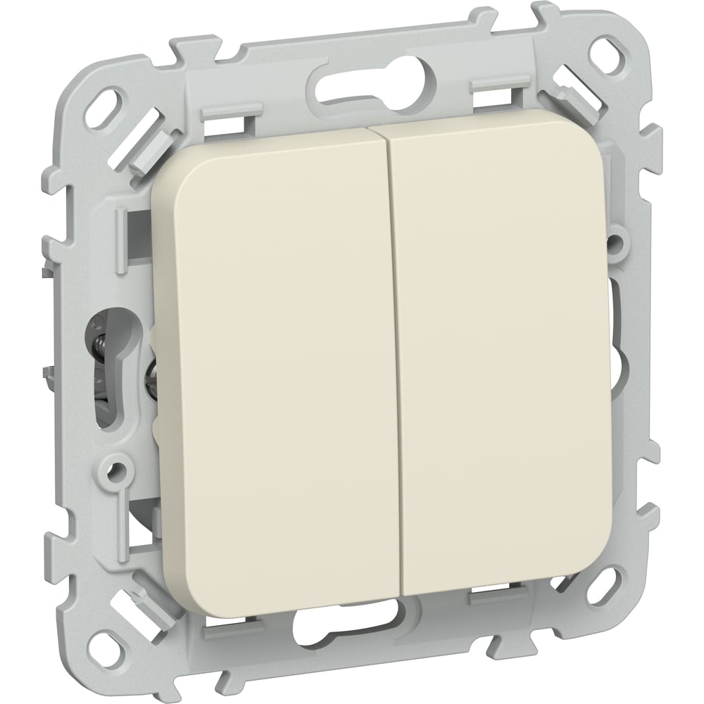 Изображение товара Выключатель 2-клавишный проходной IEK FLITE сливочный 10А