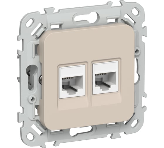 Изображение товара Розетка 2-я компьютерная IEK FLITE RJ45 кат.5Е UTP РК5е-2-0-ФлЛ льняной FI-K22-1-K88