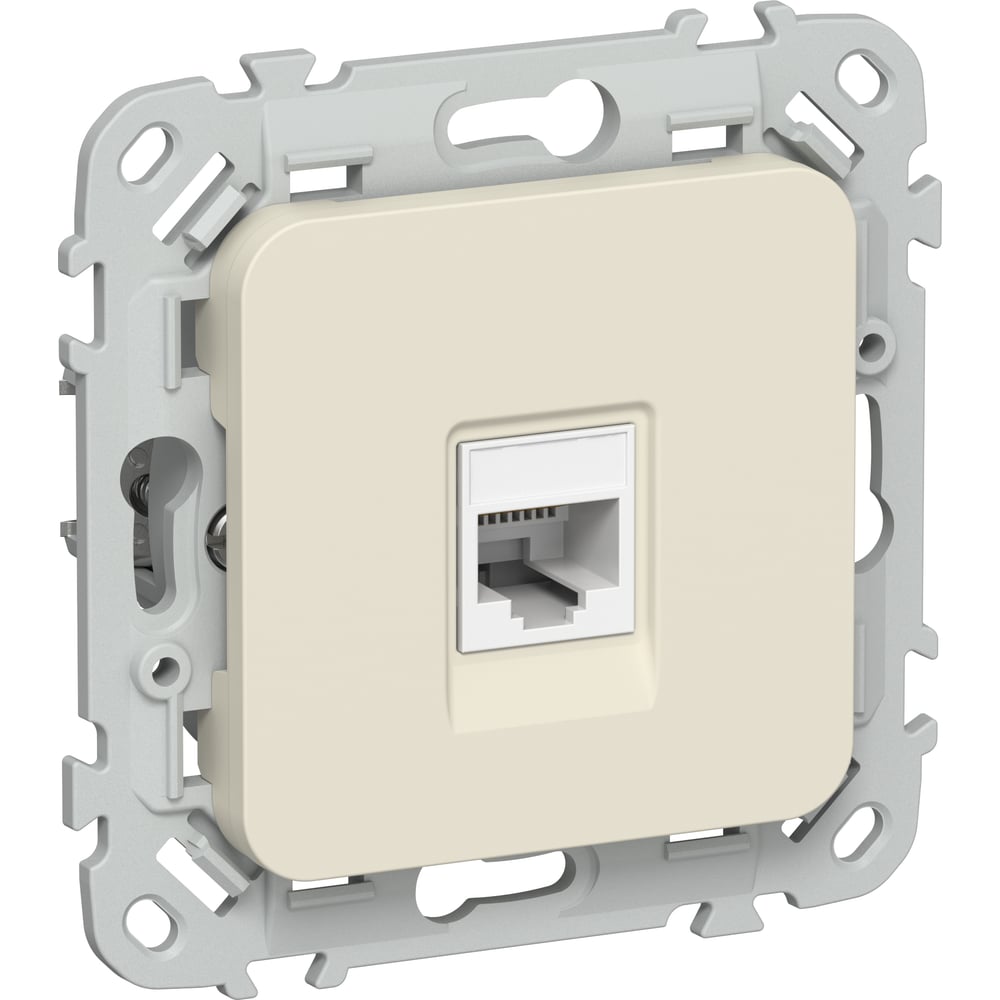 Изображение товара Розетка компьютерная IEK FLITE RJ45 кат.5Е UTP РК5е-1-0-ФлСл сливочный FI-K12-1-K86