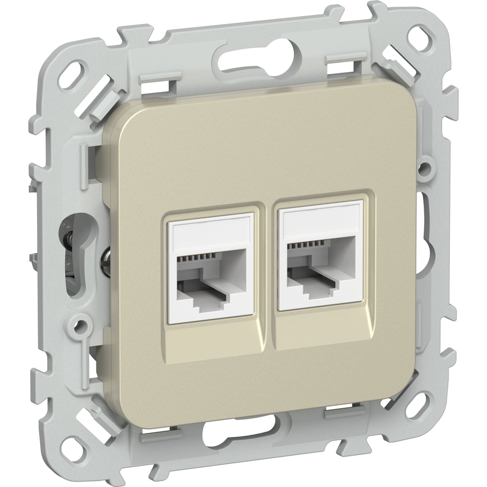 Изображение товара Розетка компьютерная IEK FLITE RJ45 кат 5е UTP встраиваемая шампань