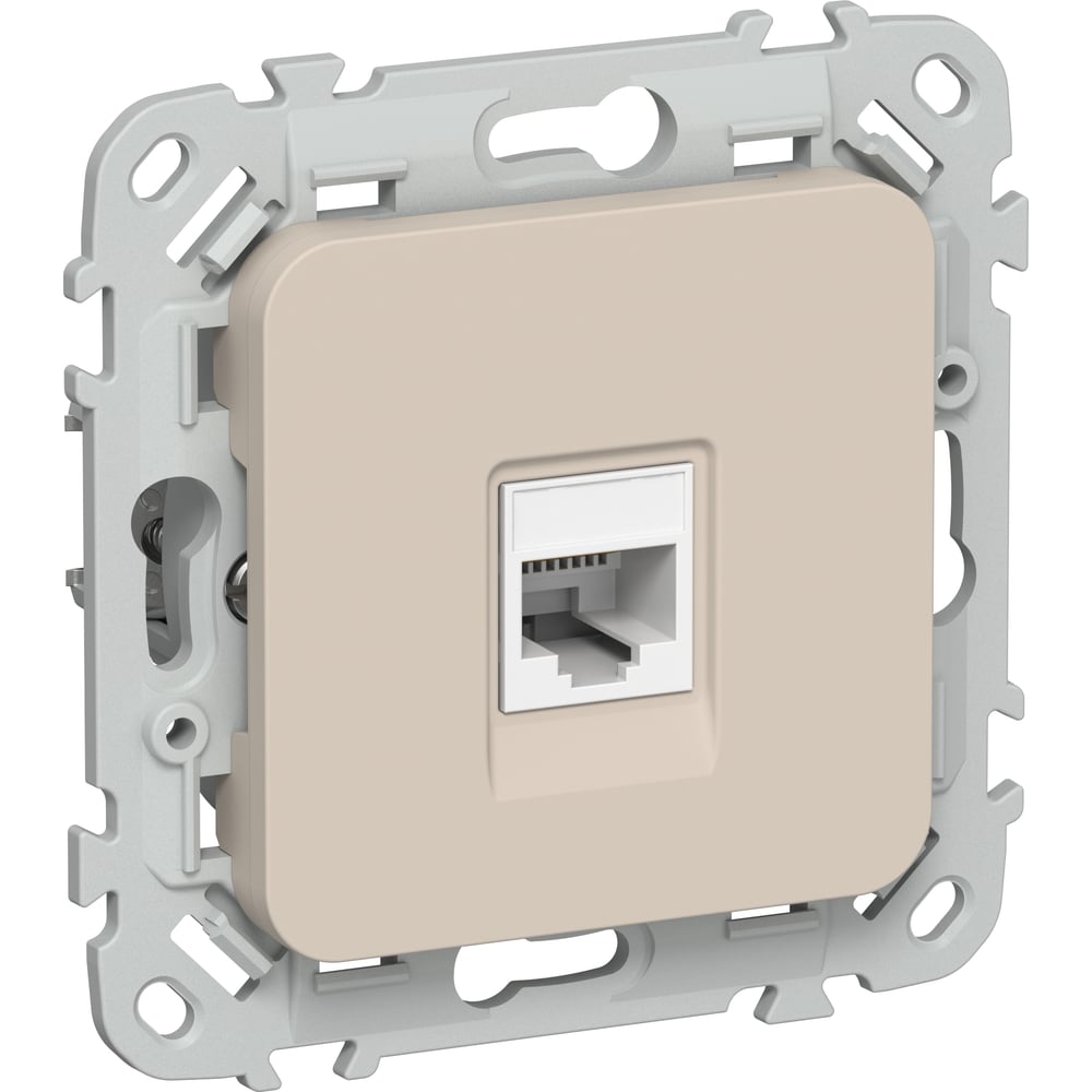 Изображение товара Розетка компьютерная IEK FLITE RJ45 5е с монтажом, льняной цвет