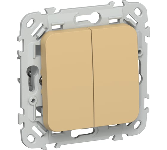 Изображение товара Выключатель 2-клавишный проходной IEK FLITE 10А ВС62-1-0-ФлШм шамуа FI-V22-0-10-1-K89