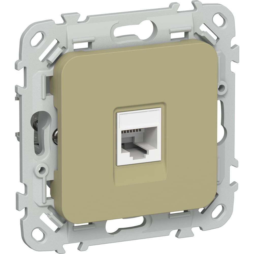 Изображение товара Розетка компьютерная IEK FLITE RJ45 кат.5Е UTP РК5е-1-0-ФлО оливковый FI-K12-1-K26