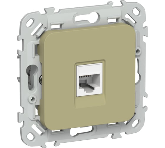 Изображение товара Розетка компьютерная IEK FLITE RJ45 кат.6 UTP РК6-1-0-ФлО оливковый FI-K12-2-K26