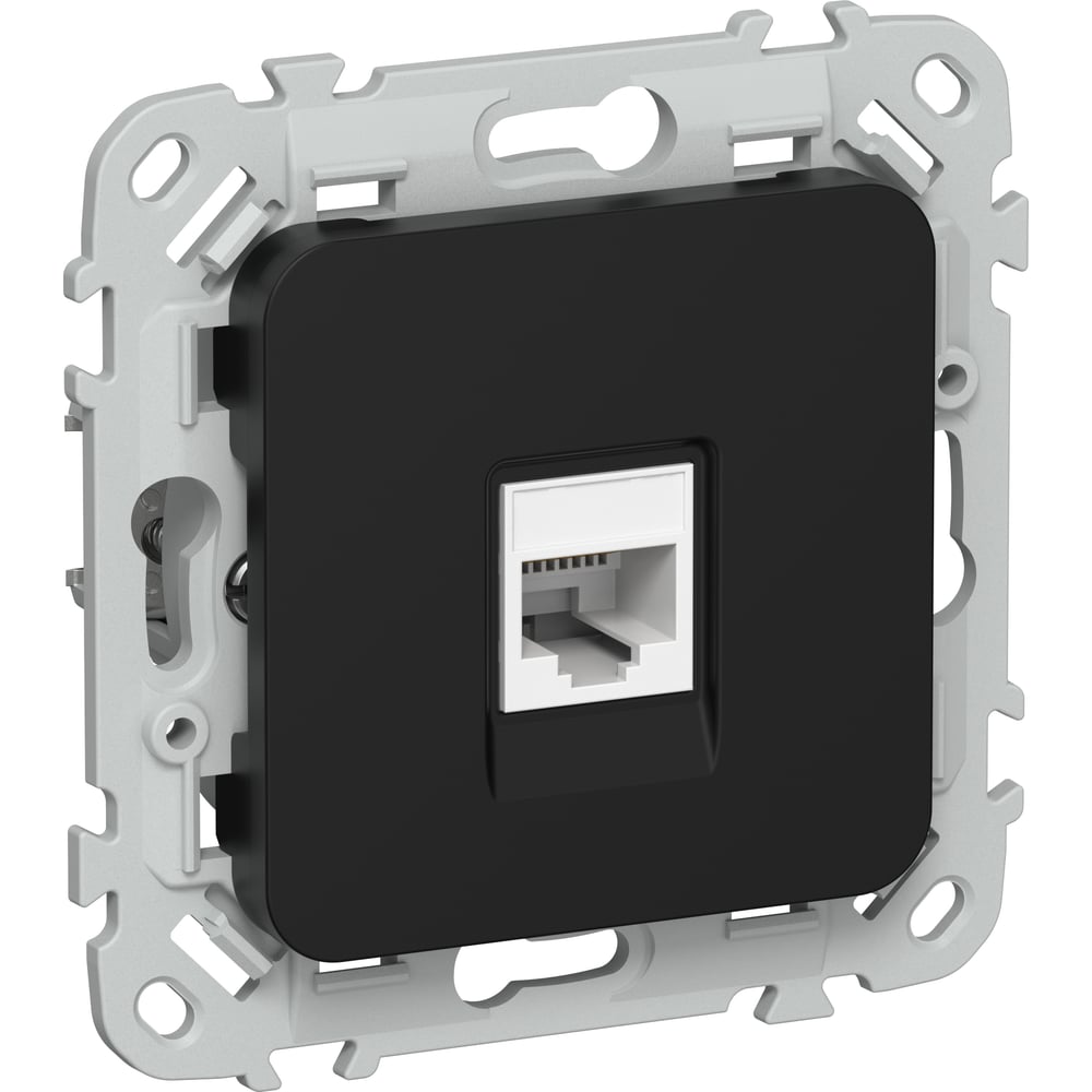 Изображение товара Компьютерная розетка IEK FLITE RJ45 кат.6 UTP черный механизм с накладкой