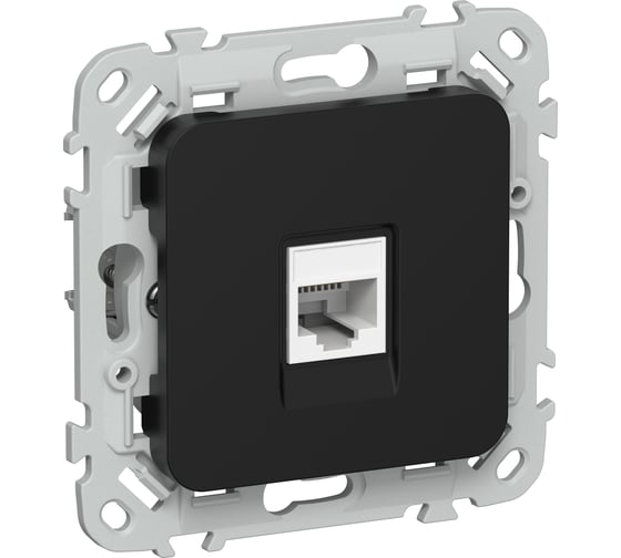 Изображение товара Розетка компьютерная IEK FLITE RJ45 кат.6 UTP РК6-1-0-ФлЧ черный FI-K12-2-K02