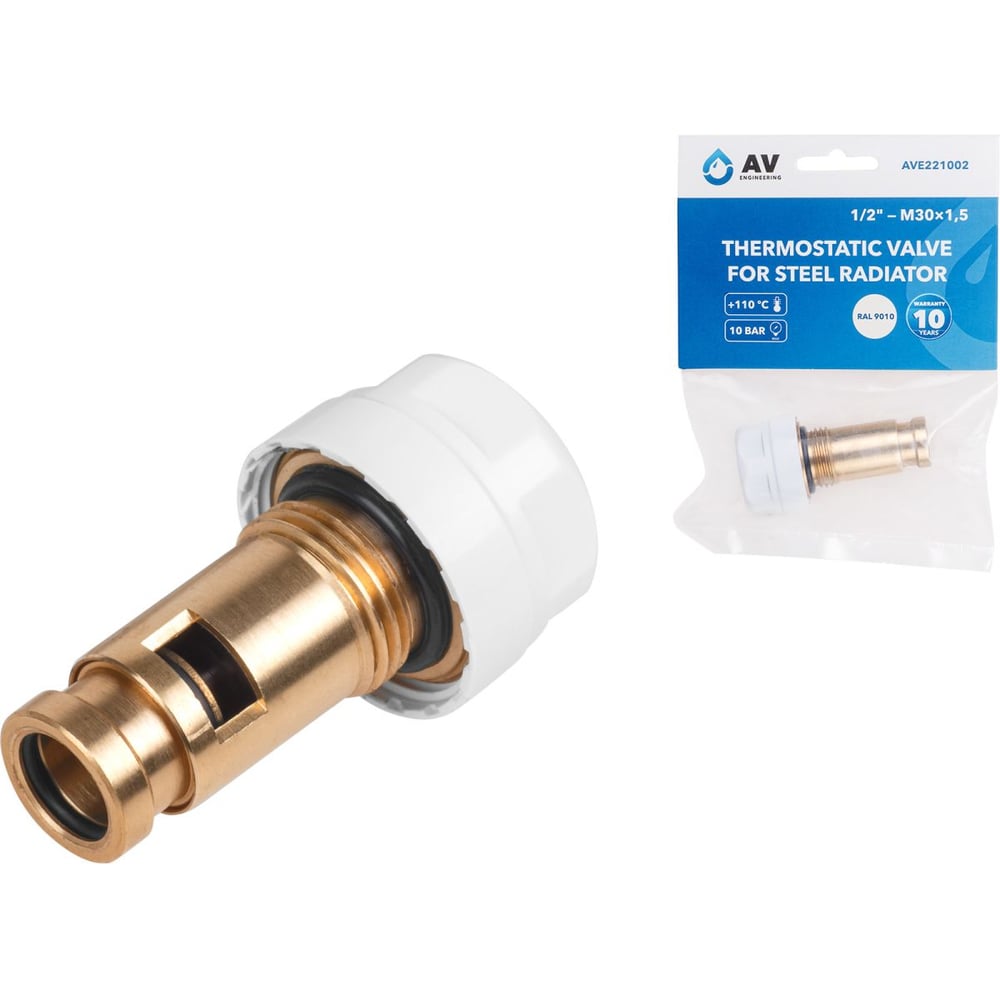 Изображение товара Термостатический клапан для радиатора AV Engineering AVE221002 1/2M сталь
