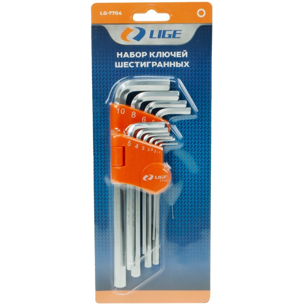 Изображение товара Набор ключей шестигранных G-образных LIGE 1.5-10 мм профессиональный