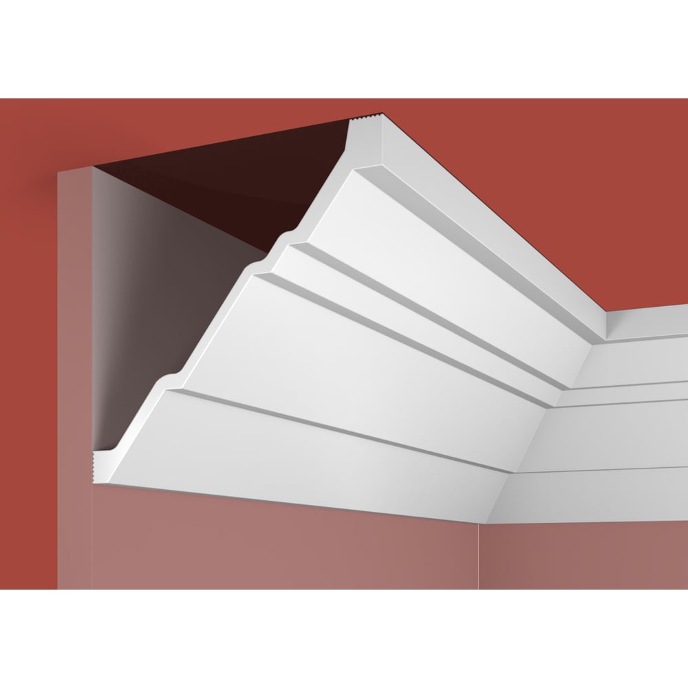 Изображение товара Потолочный плинтус Cosca Decor 147х145х2000мм белый с кабель-каналом