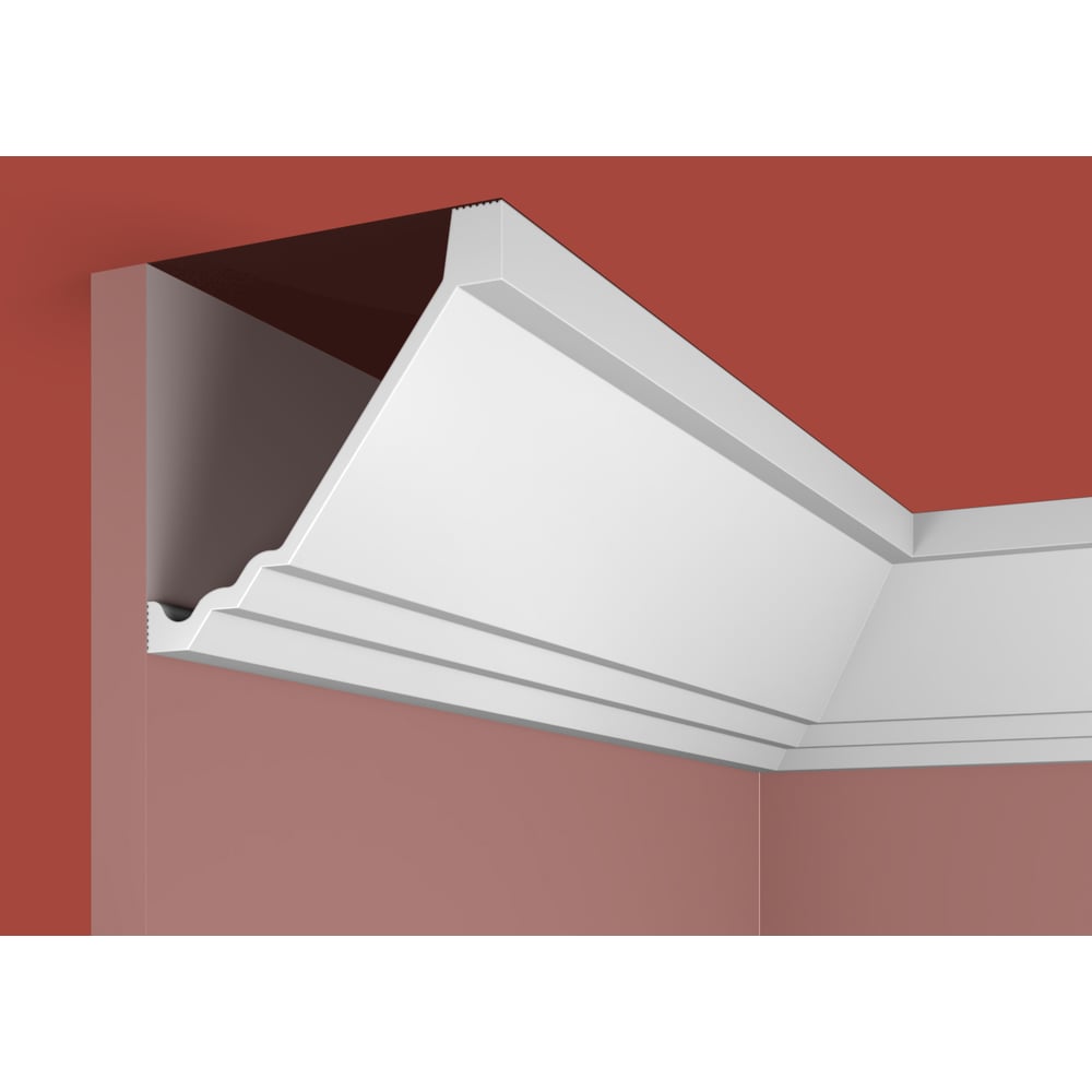 Изображение товара Потолочный плинтус Cosca Decor 113х116х2000мм белый экополимер монтажный клей