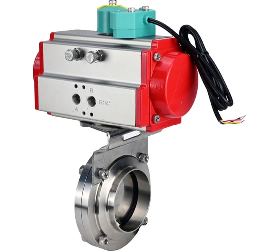 Изображение товара Затвор дисковый DN.ru 304-304-Sil-2W-W-H Ду65 Ру10 под приварку, пищевая нерж. сталь, пневмопривод SA-083, МППП-200 D050-89254