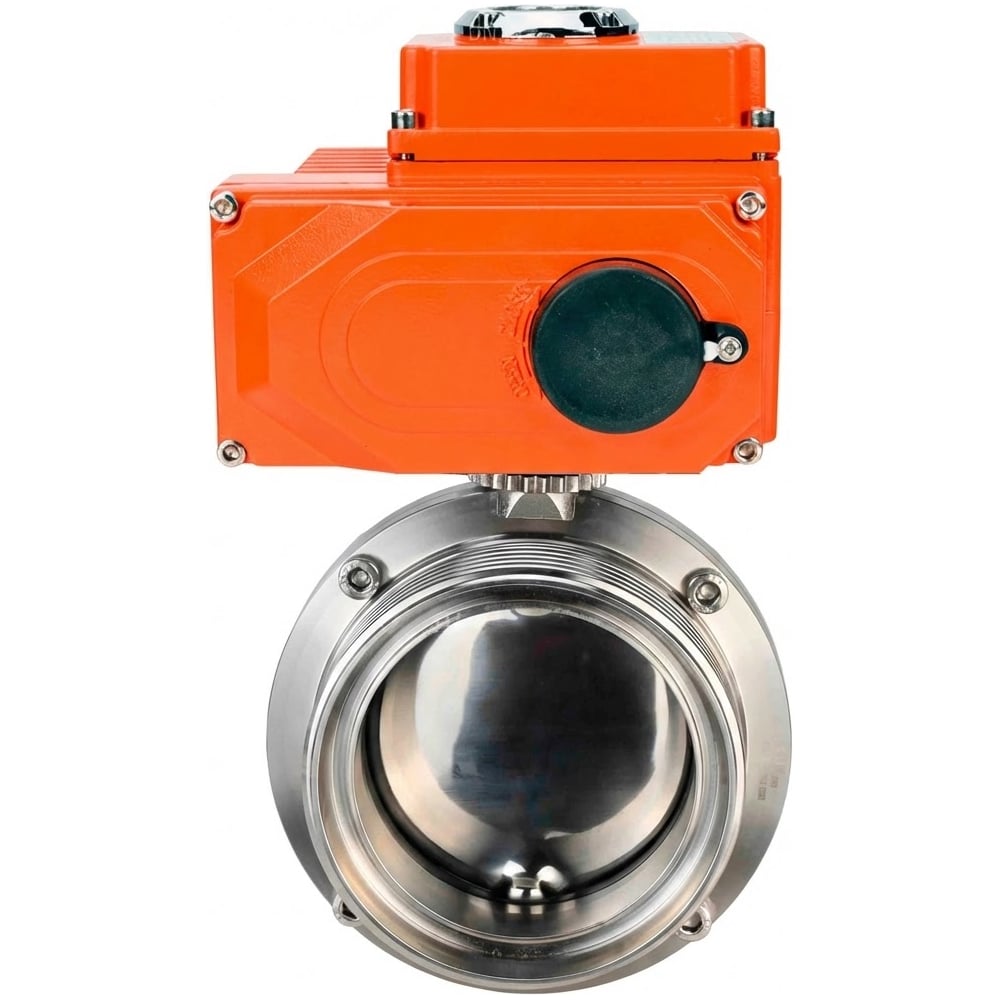 Изображение товара Затвор дисковый DN.ru 304-304-Sil-2W-T-H Ду65 Ру10 электропривод нержавеющая сталь