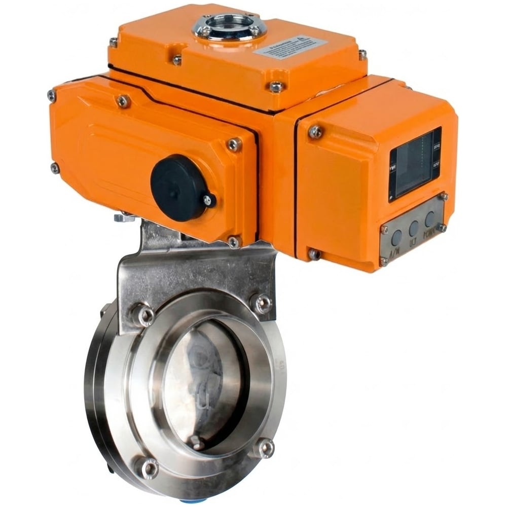 Изображение товара Затвор дисковый DN.ru 304-304-EPDM-2W-C-H Ду80 с электроприводом и кламповым соединением