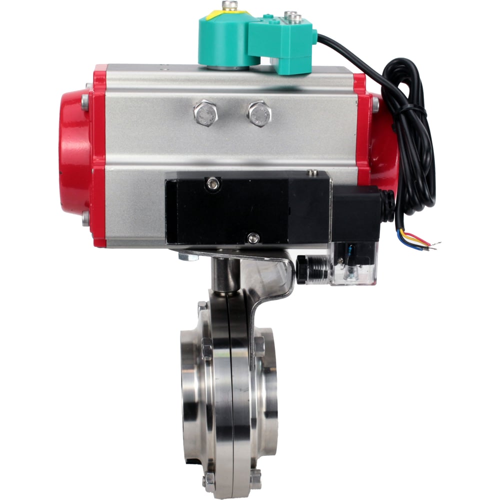 Изображение товара Затвор дисковый DN.ru 304-304-Sil-2W-W-H Ду65 нержавеющая сталь пневмопривод