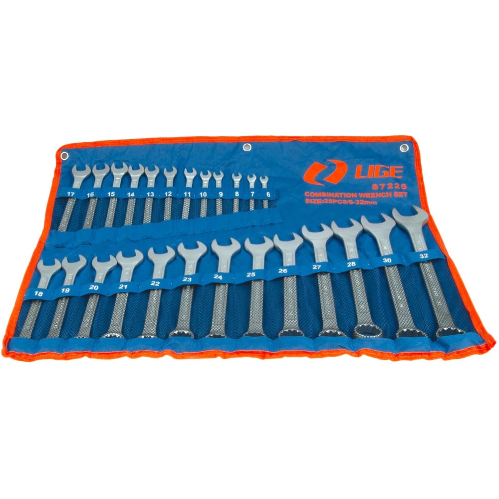 Изображение товара Набор комбинированных ключей LIGE 25 предметов 6-32 мм хромванадиевая сталь