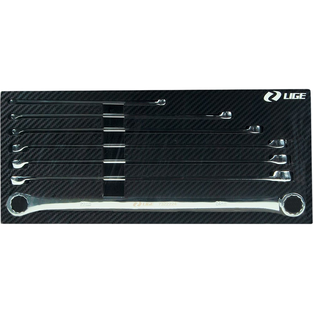 Изображение товара Набор ключей накидных экстрадлинных 7пр. LIGE 8x10 11x13 14x15 16x17 18x19 20x21 22x24 мм
