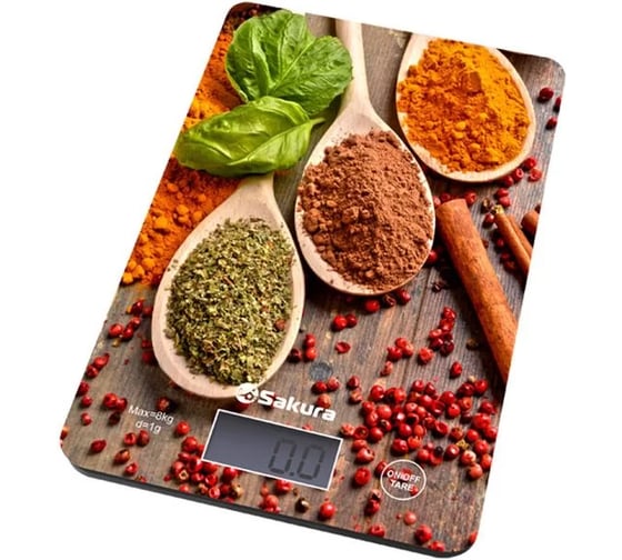 Изображение товара Весы кухонные Sakura SA-6077DS 8кг элек специи темн дер 00000041354