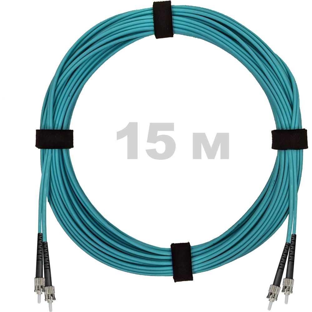 Патч-корд оптический ENGINOVA ST/PC-ST/PC MM (OM3) 2mm duplex LSZH, 15 м ENG-PC2.0-DX-2ST-OM3-15m-LSZH-AQ