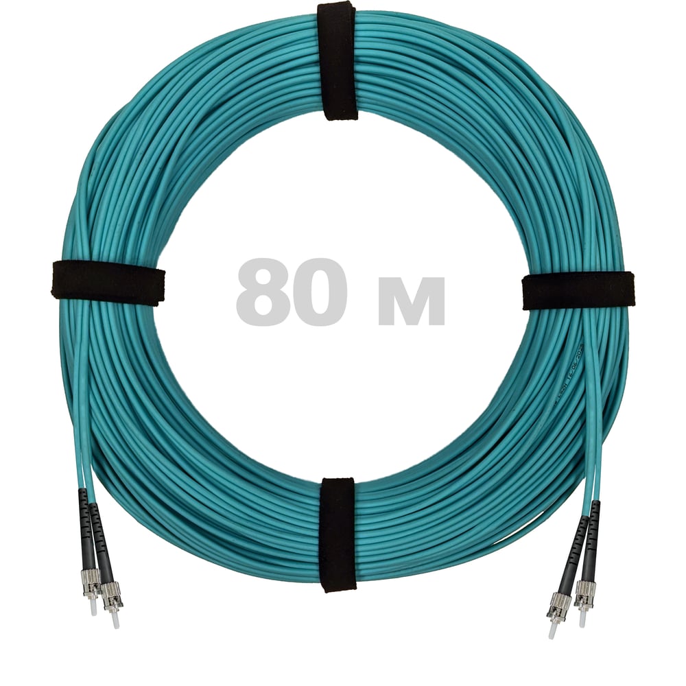 Изображение товара Патч-корд оптический ENGINOVA ST/PC 80м MM (OM3) дуплекс LSZH аква